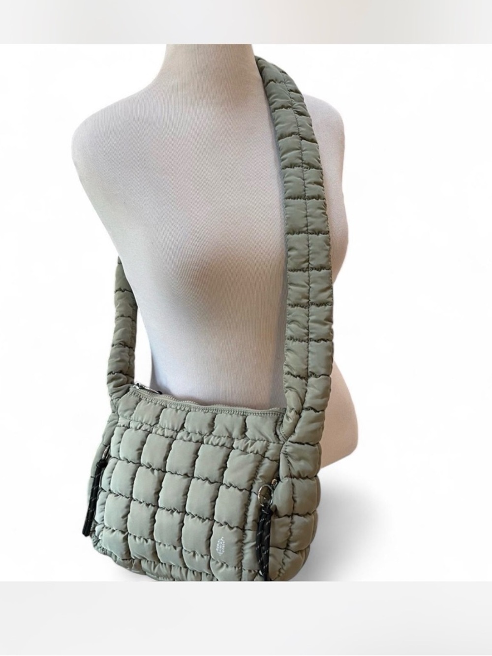 Free People movement FP Quilted puffer Crossbody Shoulder Bag in Sage Green